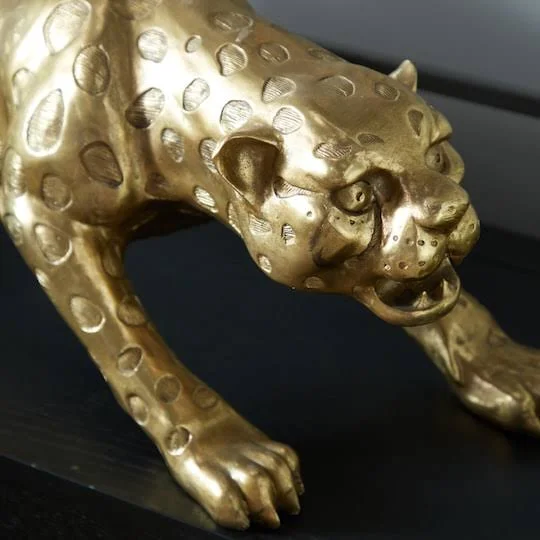 11x22 Gold Polystone Glam Leopard Sculpture by Ivory and Iris, Michaels