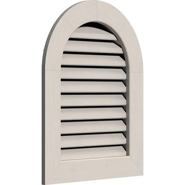 Ekena Millwork GVWRT30X3601SFPPI 30x22W x 36x22H Round Top Gable Vent (35x22W x 41x22H Frame Size): Primed - Functional, Smooth P