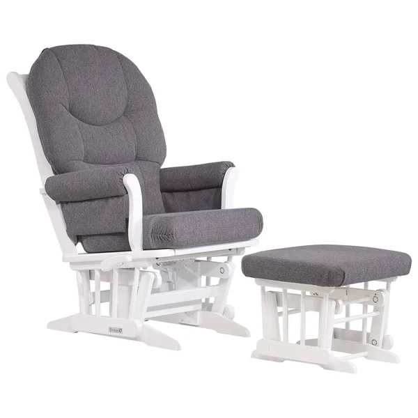 Dutailier Sleigh Glider-Multiposition Recline and Ottoman Combo, White/Dark Grey