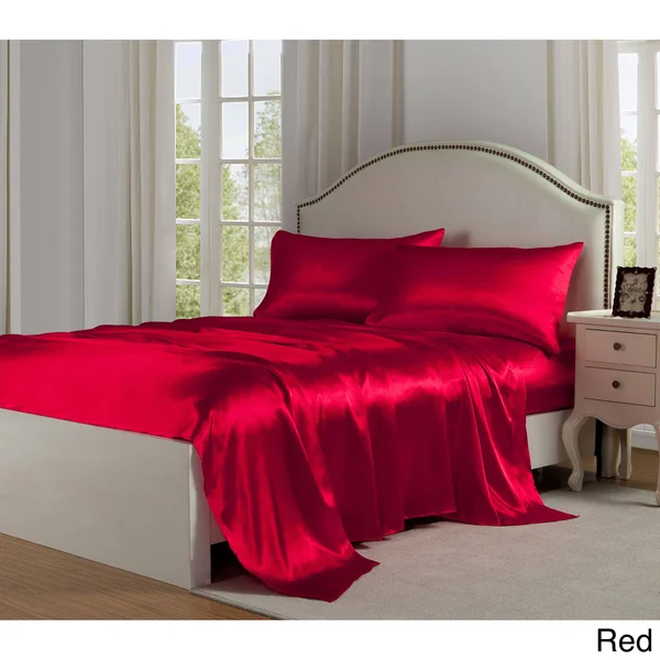 Levinsohn Textile Company Charmeuse Satin Bed Sheet Set (Queen - Red)