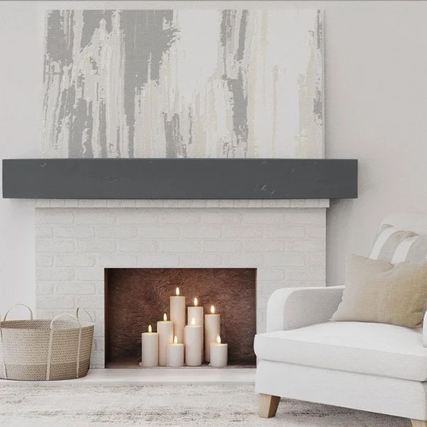 Ekena Millwork MANUKP06X08X60ES 6x22H x 8x22D x 60x22W Knotty Pine Faux Wood Fireplace Mantel, Aged Ash