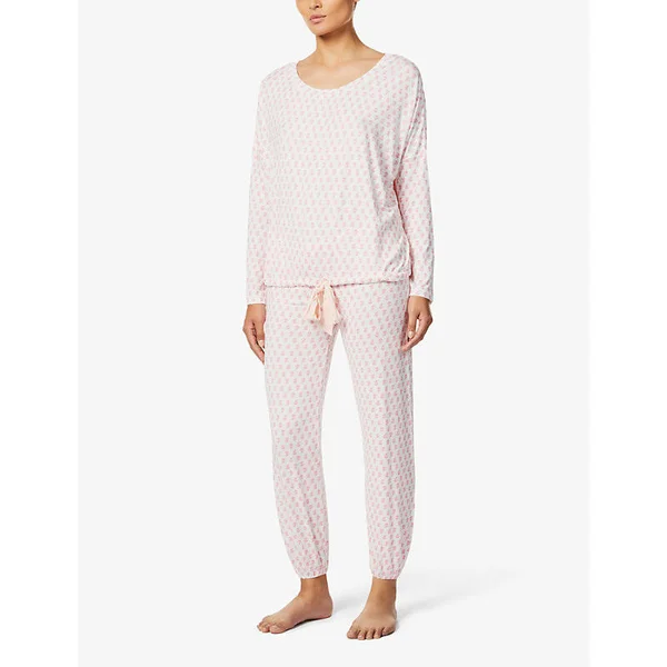 Gisele Printed Modal Slouchy PJ Set - Daisy Bright Pink/Bellini