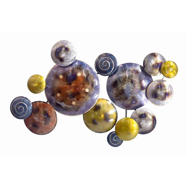 41x22 x 6x22 x 26x22 Metallic Multi Color Metal Floating Circles Wall Decor