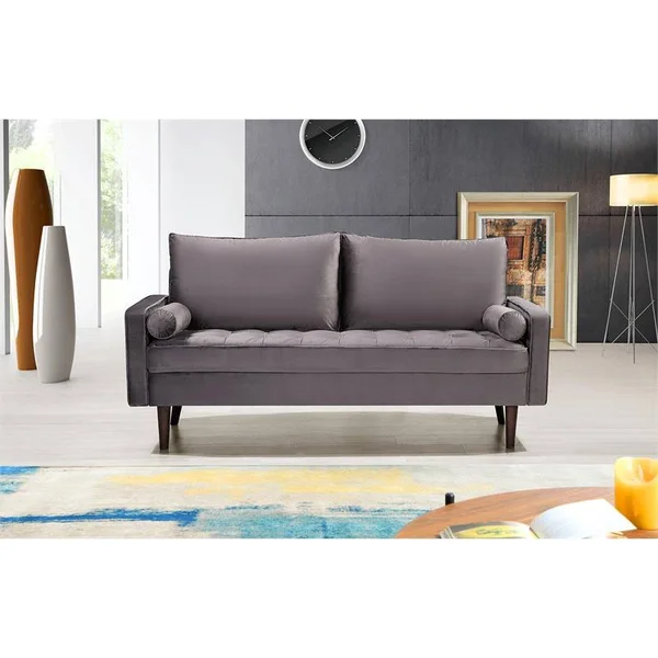 Kingway Furniture Velvet Genoa Living Room Sofa in Gray - SF1835-GR-S