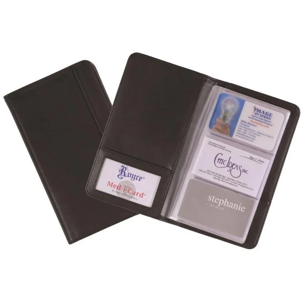 Royce 3-Up Leather Business Card File Black