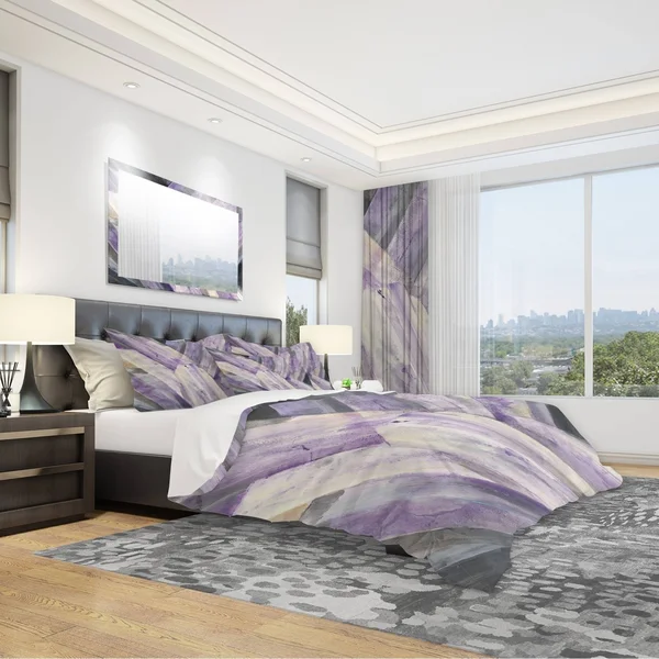 Designart &Geometric Purple Glacier& Geometric Bedding Set - Duvet Cover & Shams - Twin Cover + 1 Sham (comforter Not Includ