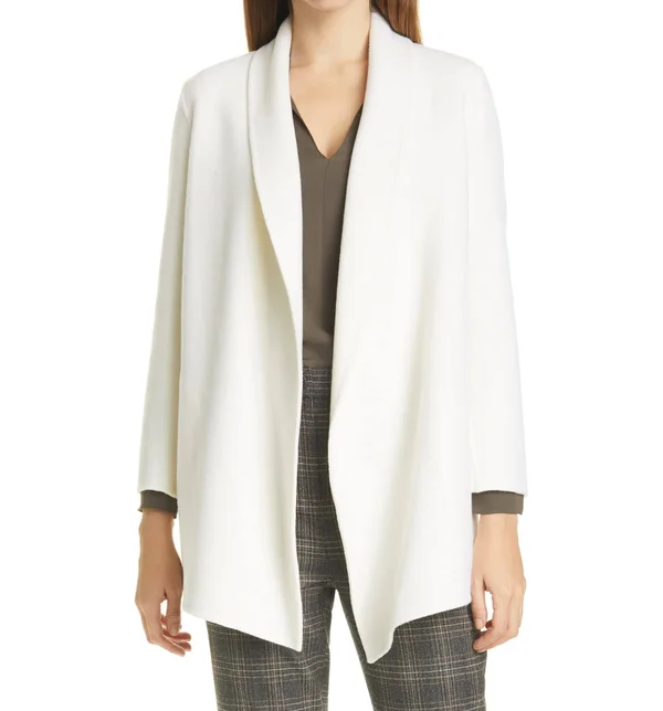Theory Women's Clairene Shawl Collar Jacket - Ivory - Size Small
