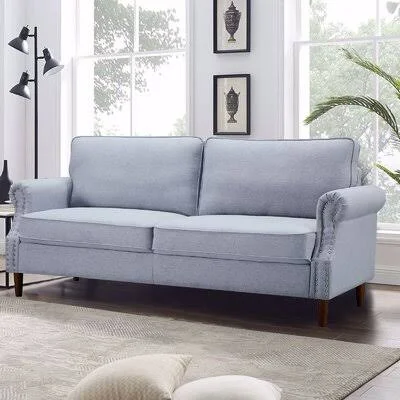 Dezerae 76.4x22 Velvet Rolled Arm Sofa Red Barrel Studio Fabric: Light Gray Velvet