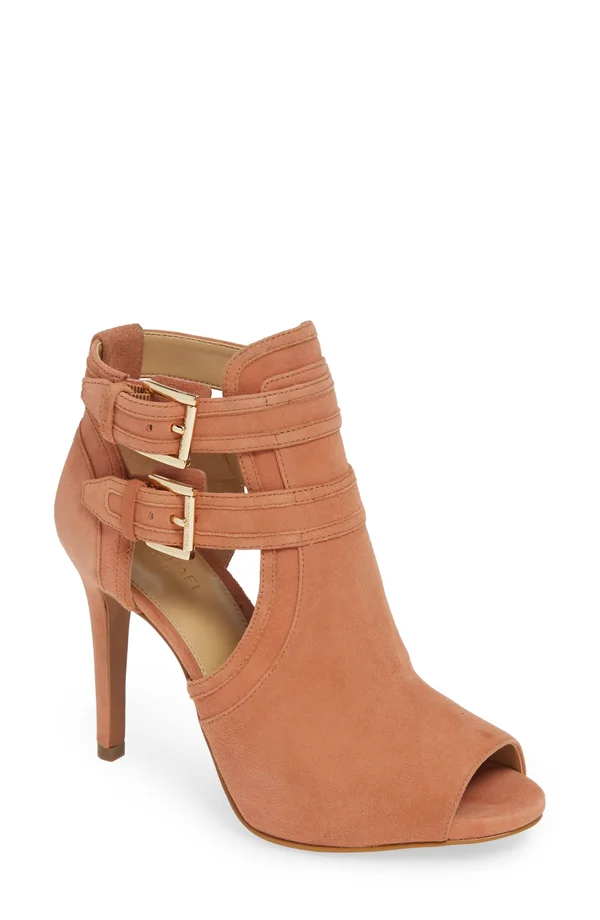 Michael Michael Kors Blaze Open Toe Bootie Terra Kid Suede 7 M