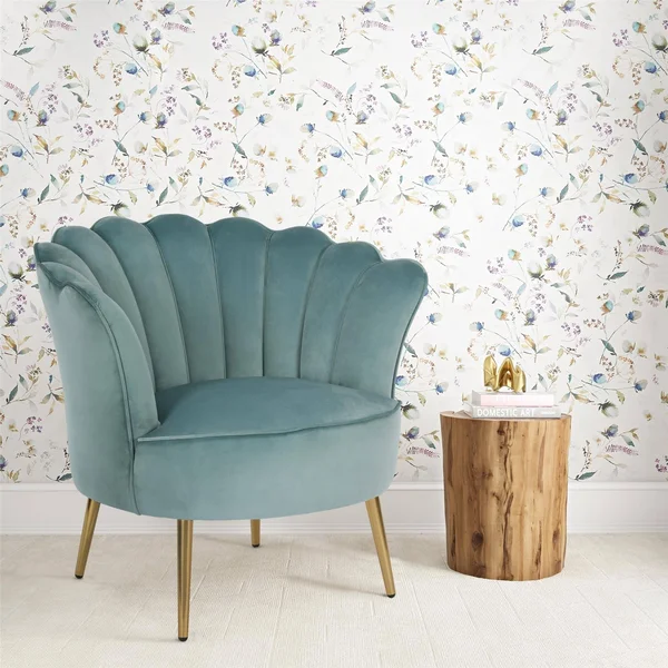 Novogratz Presley Modern Glam Seashell Accent Chair - Cream