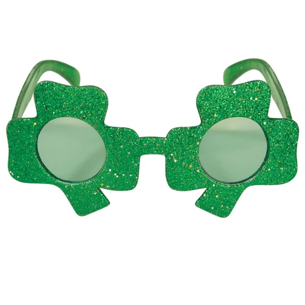 Party Central Pack of 6 Green Glittered Shamrock St. Patrick's Day Eye Glasses - One Size