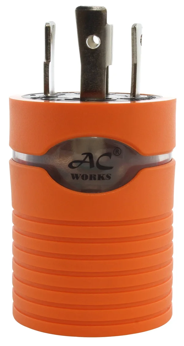 AC Works L14-30P 30Amp 4-Prong Locking Plug to NEMA 6-20R 250-Volt Female Connector (Compact)