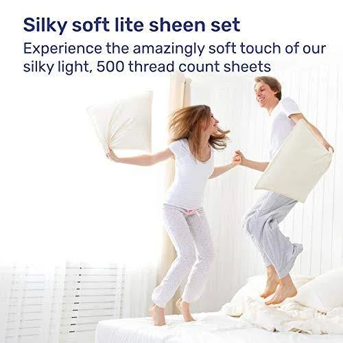 California Design den Cloud-Weight Silky Soft 500 Sateen - 100% Cotton Sheets Set, Cooling & Deep Pocket Fresh Navy Blue Sp