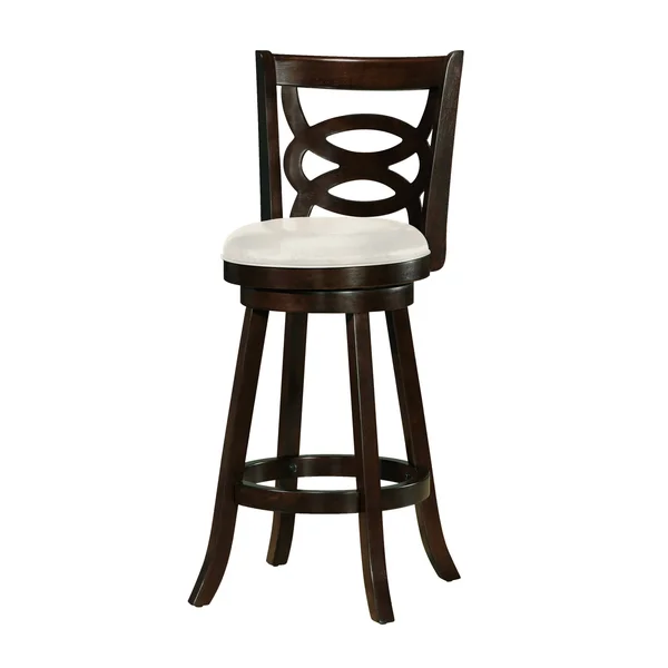 CorLiving Copper Grove Vis Wood Barstools with White Leatherette SEATS (Set of 2), Brown