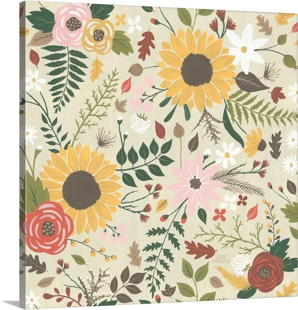 Autumn Garden Pattern VIII, Canvas Wall Art, 16x16, Great Big Canvas