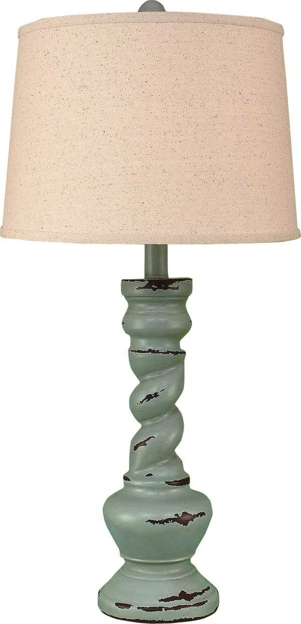 Coast Lamp Manufacturer 14 C13e Distressed Atlantic Grey Country Twist Table Lamp 31 in