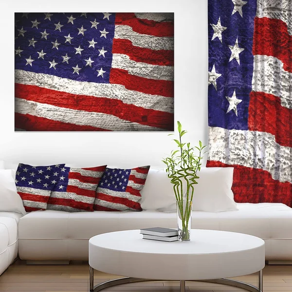Design Art PT12907-60-28-5PE 5 Panels Large American Flag Watercolor Canvas Artwork - 60 x 28x22