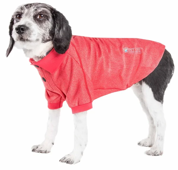 Pet Life Active &Fur-Flexed& Relax-Stretch Wick-Proof Performance Dog Polo T-Shirt - Navy, X-Small