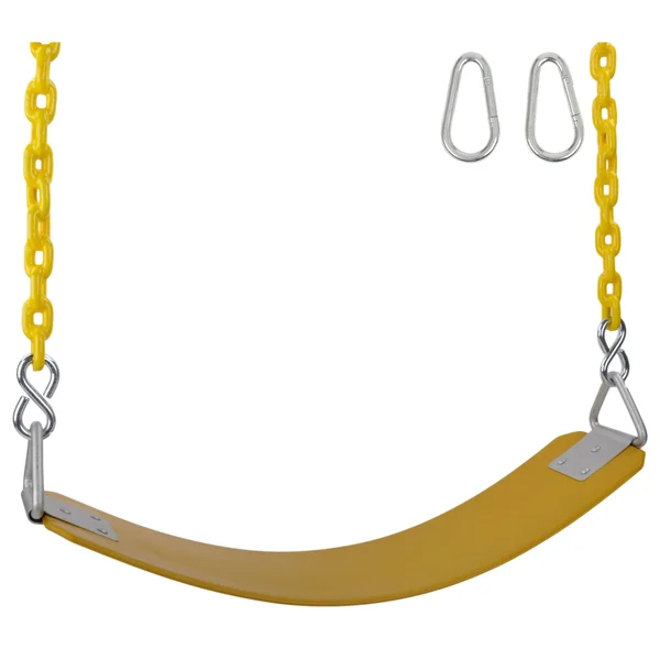 Swing Set Stuff Inc. Commercial Rubber Belt Seat with 8.5 ft. Coated Chain (Yellow)
