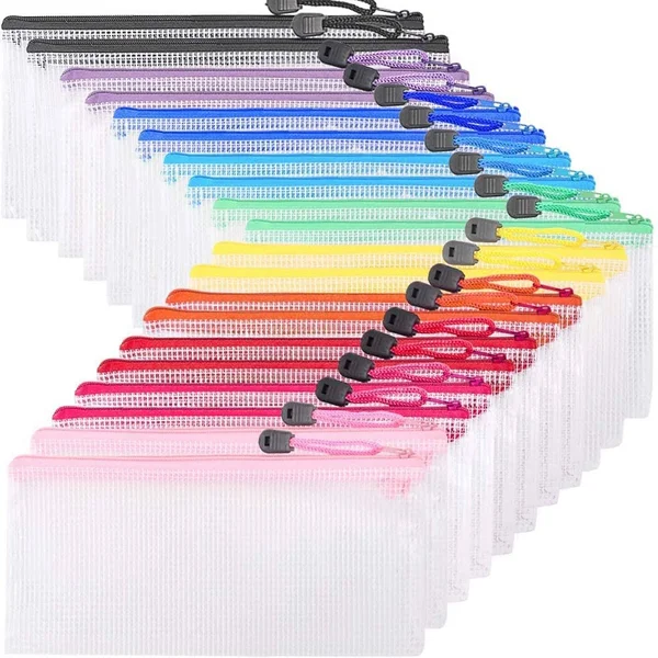 EOOUT 20 bolsas de pl醩tico con cremallera para l醦ices en 10 colores - para facturas, cosm閠icos, papeler韆 y almacenamiento de