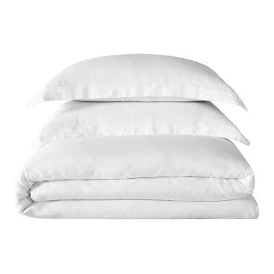 Beverly Linen 3 Piece Duvet Cover Set Size: King - Color: White