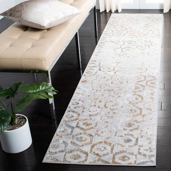 Safavieh Orchard Korina Modern Abstract Rug - 6&7x22 x 6&7x22 Round - Grey/Gold