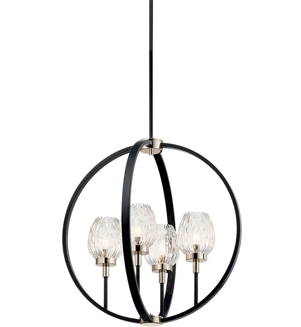 Kichler 44239BK Moyra Black 4 Light Chandelier