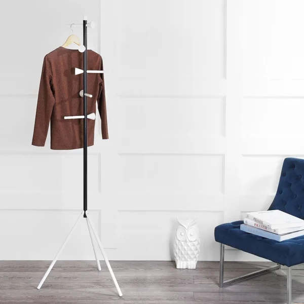 happimess Aiden 70.4x22 5-Hook Metal Coat Rack - Black/White