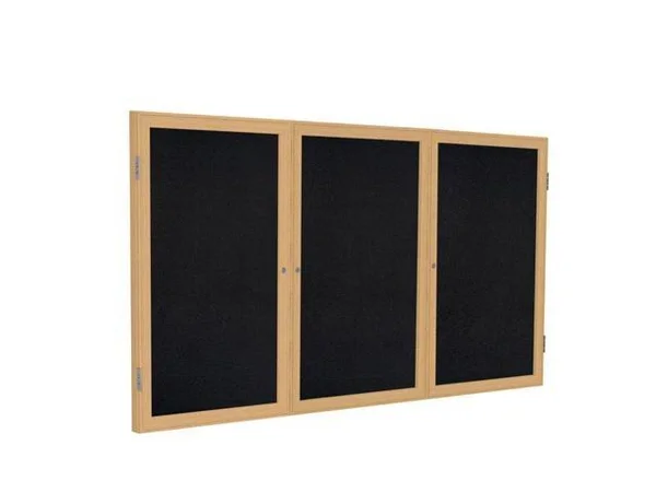 Ghent 2-Door Satin Enclosed Recycled Rubber Bulletin Board - 36x22 x 48
