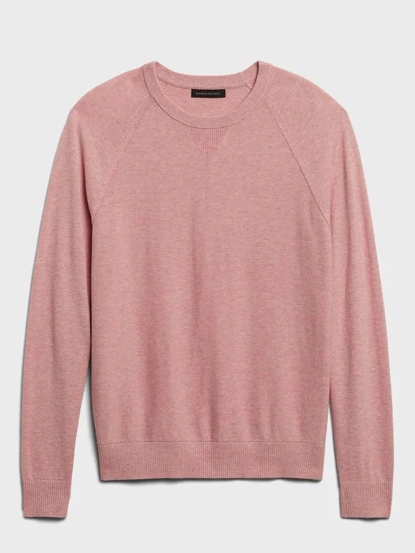 Banana Republic Men's Organic Cotton Raglan Sweater Dusty Pink Tall Size XXL