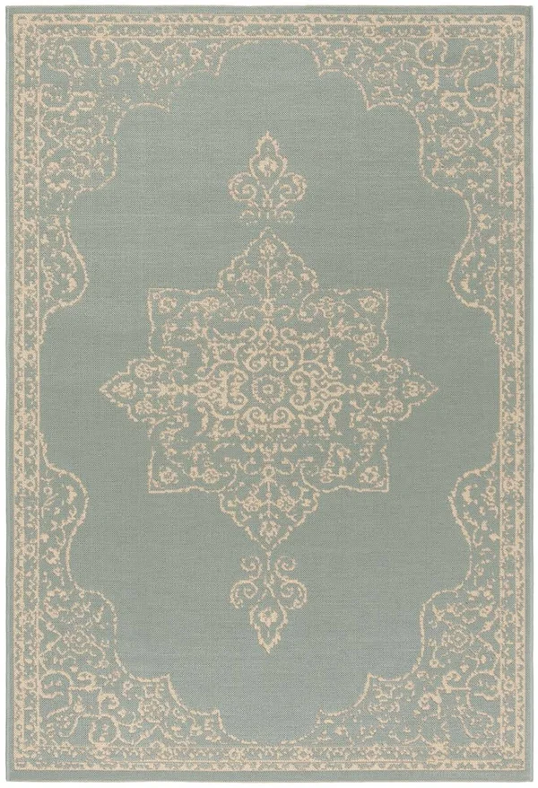 Safavieh Linden LND180L 4&0x22 x 6&0x22 Cream - Aqua Area Rug