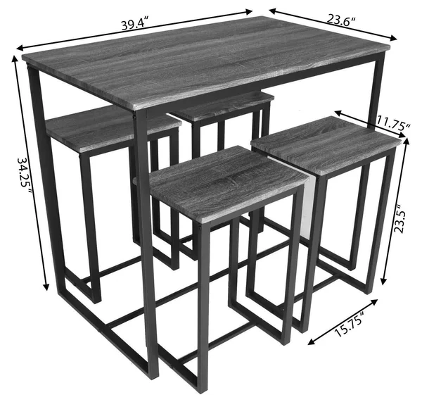 Zenvida 5 Piece Bistro - Pub Table Set with 4 Stools
