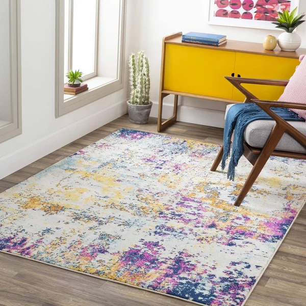 Art of Knot Abstract Modern Area Rug - Medium Gray, 87 in x 63 in, Size: 5&3 x 7&3, Pink