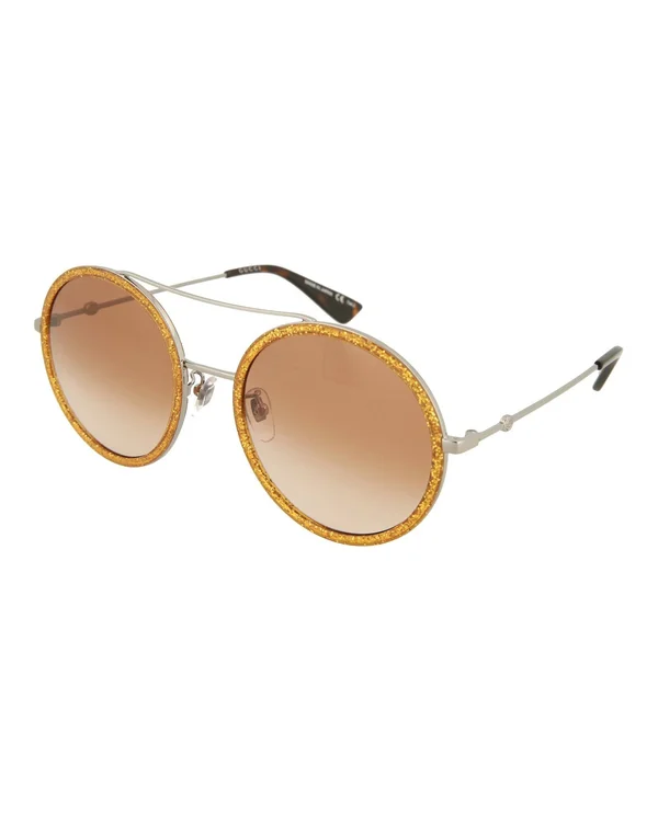 Gucci Round/Oval Sunglasses - Women's, Silver, Authenticity Guarantee, from Madaluxe Vault