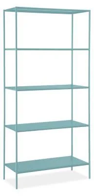 Room & Board, Modern Slim Bookcase 15d 34W 72H in Ocean Blue