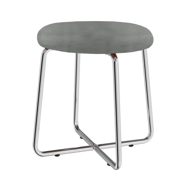 Hillsdale Furniture Regan Metal Vanity Stool, Chrome with Gray Velvet
