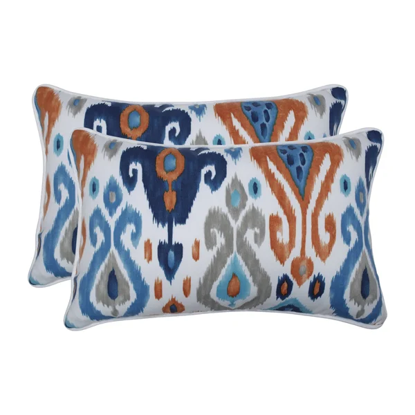 Pillow Perfect Outdoor, Indoor Paso Azure Blue Rectangular Throw Pillow (Set of 2)