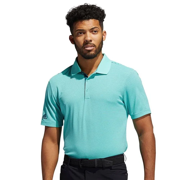 Adidas Men's Two-Color Club Stripe Polo Size MD - Acid Mint/Wild Teal
