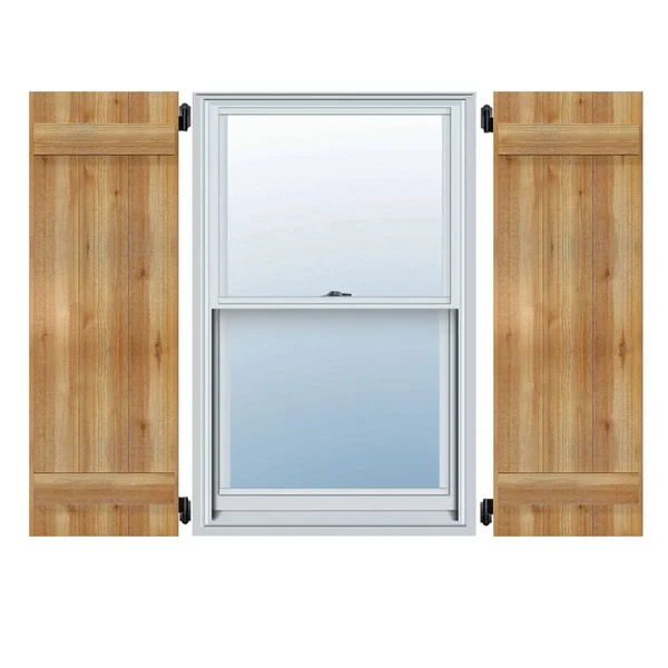 Ekena Millwork RBJ06S21X051RWR 21 1/2x22W x 51x22H TimberCraft Four 5 3/8x22 Boards Joined Board-n-Batten Shutters - Rough Sawn W