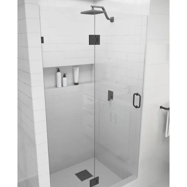 Glass Warehouse GW-GH-44-75-MB 44.75x22 x 78x22 Hinged Frameless Shower Door Finish: Matte Black