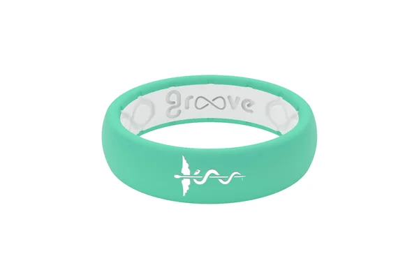 Groove Life Women's Thin Solid Medical Hero Seafoam Silicone Ring - Size 10