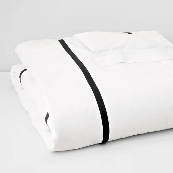 Matouk Lowell - Full/Queen Duvet Cover - Charcoal