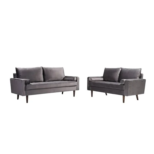 Kingway Furniture Velvet Genoa Living Room Sofa in Gray - SF1835-GR-S