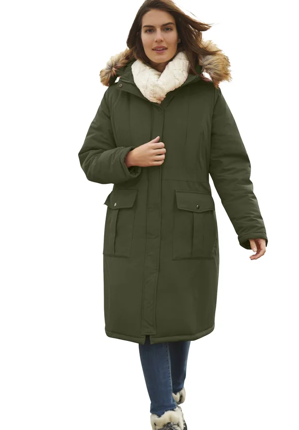 Plus Size Women's The Arctic Parka in Knee Length by Woman Within in Dark Olive Green (Size 34/36)