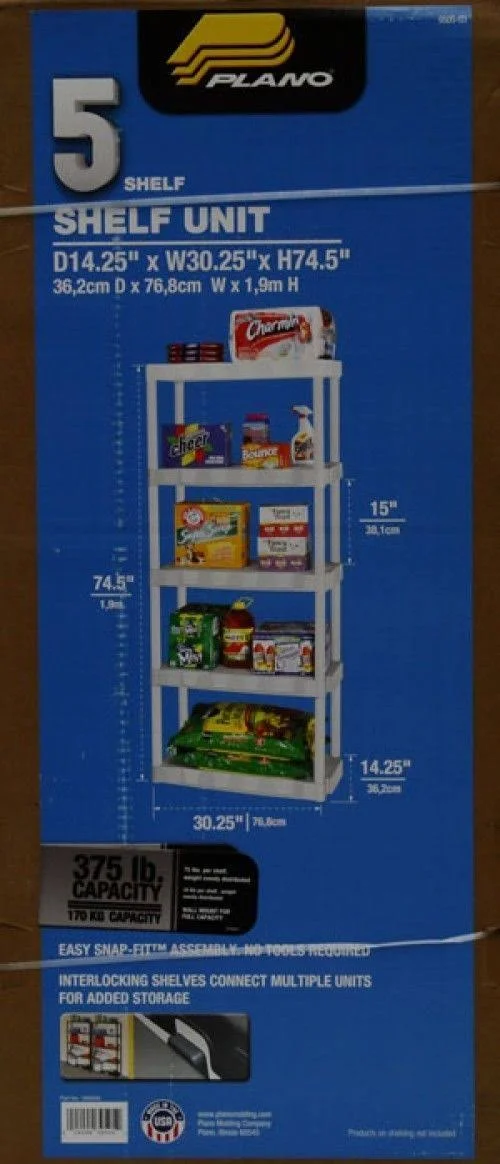 Plano 5-Tier Heavy-Duty Plastic Storage Unit, White