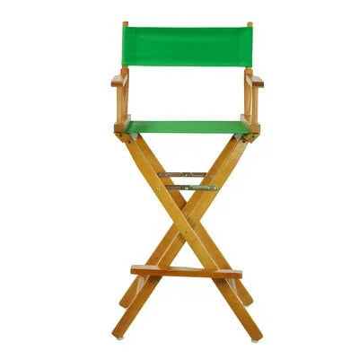 Folding Director Chair Fabric Color: Green - Frame Color: Honey Oak