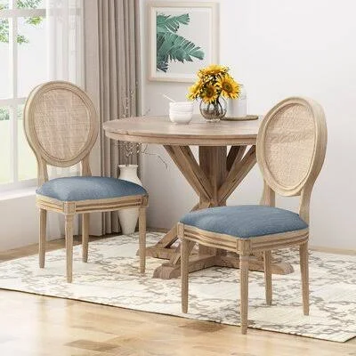 Evelina Solid Wood Dining Chair Upholstery Color: Light Blue