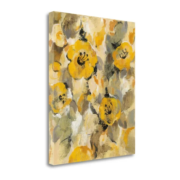 Tangletown Fine Art Yellow Floral I by Silvia Vassileva - Giclee Print on Wrap Canvas, 21x27x22