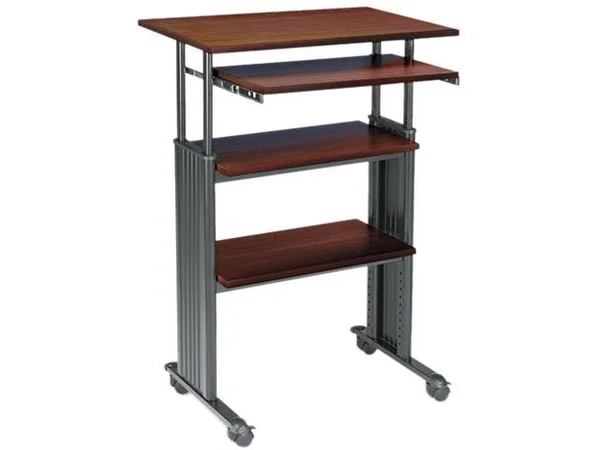 Safco 1929CY Adjustable Height Stand-Up Workstation - 29W x 22D x 49H, Cherry/Black