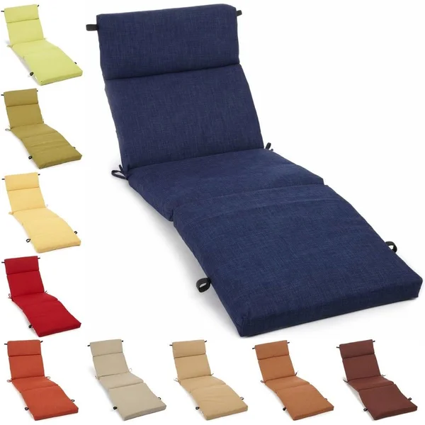 Blazing Needles 72-Inch All-Weather Chaise Lounge Cushion - Sea Blue